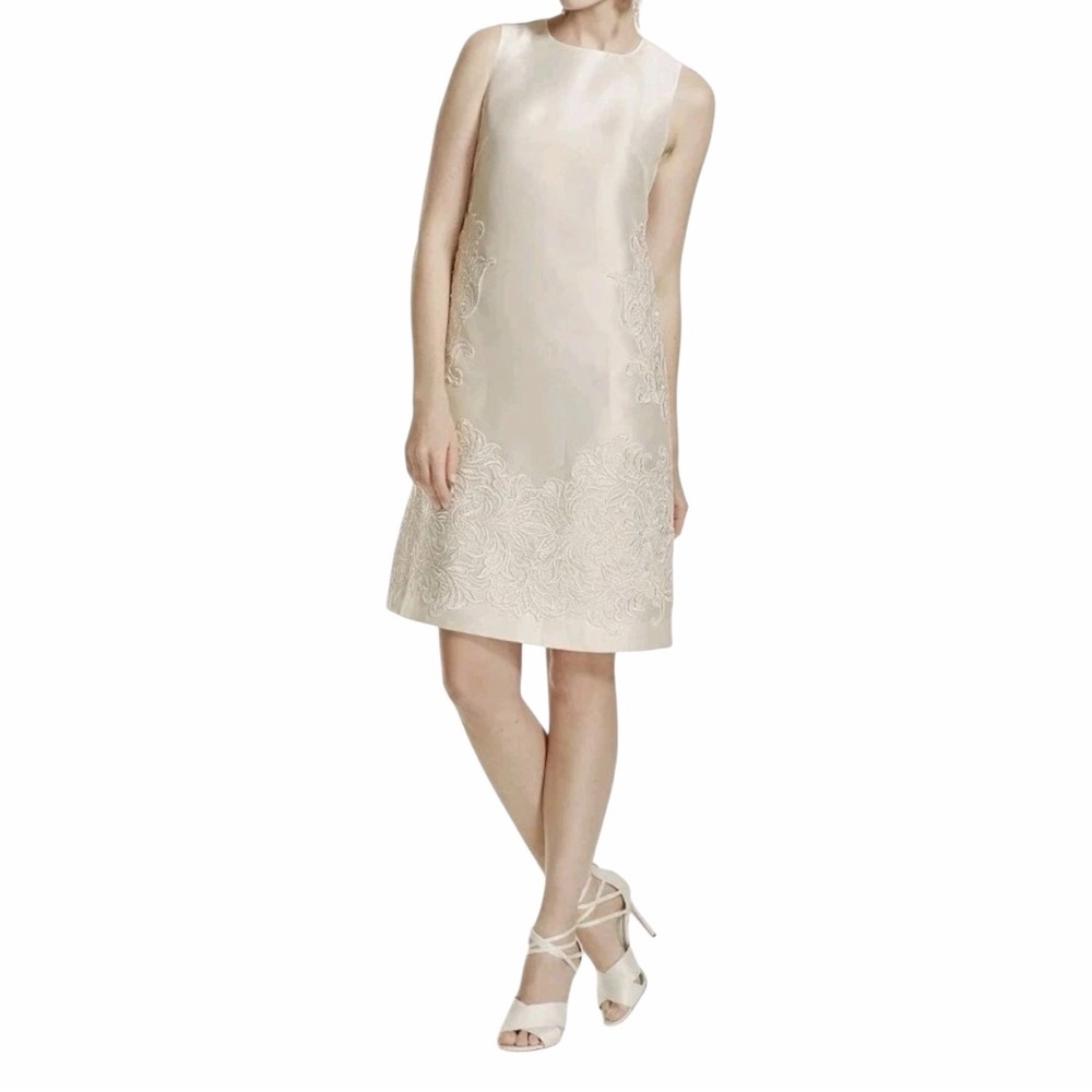 NWT Galina Short Mikado Dress Dazzling Sequins! Ivory, Size 4 Wedding